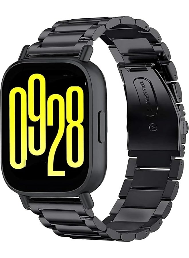 Strap for Xiaomi Redmi Watch 5 Active, [Stainless Steel Replacement Bracelet] [Wear-Resistant] [Corrosion Resistance]- Black - Image 1